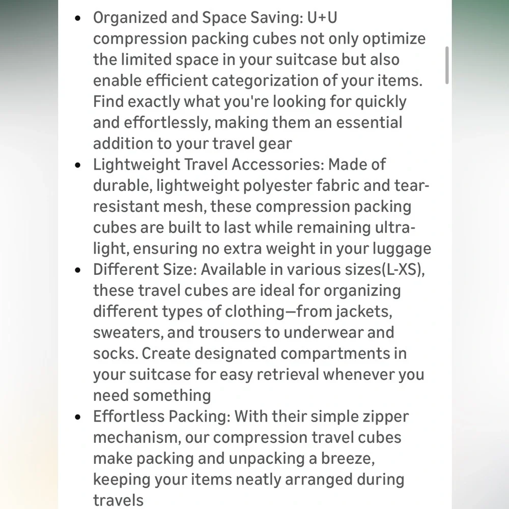 Travel Packing Cubes Set of 4